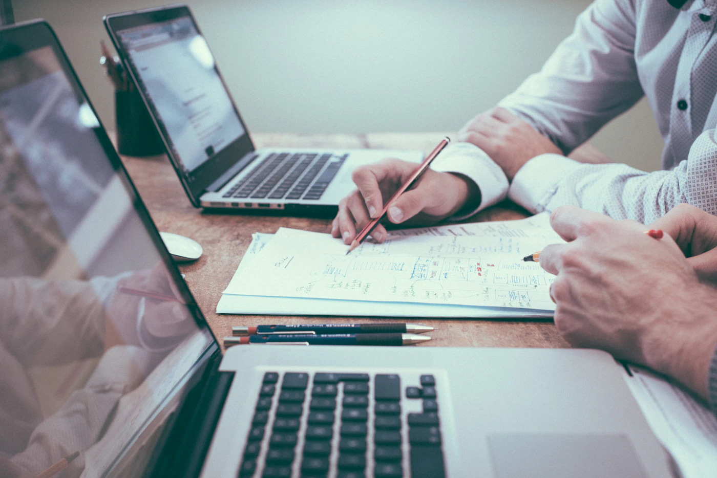 Professional reviewing documentation