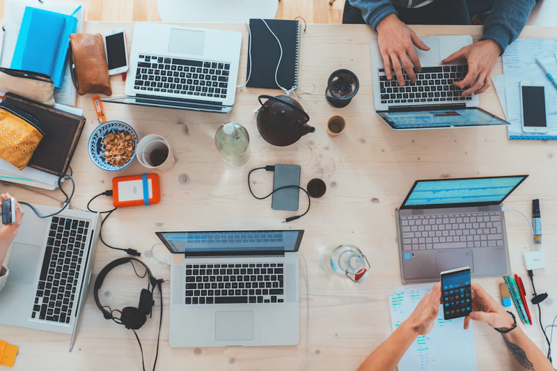People working at screens